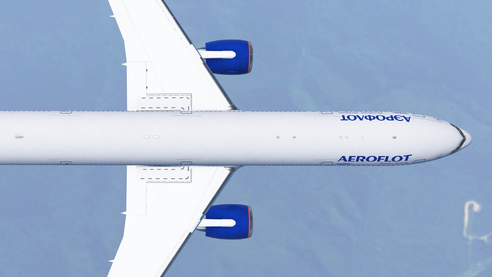 Screenshoot of Aeroflot B777-300ER from above in Infinite Flight