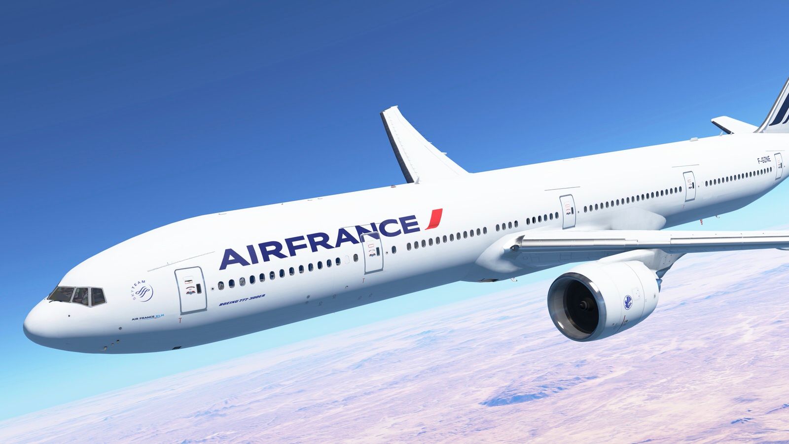 Screenshot of Air France B777-300ER over Africa in Infinite Flight