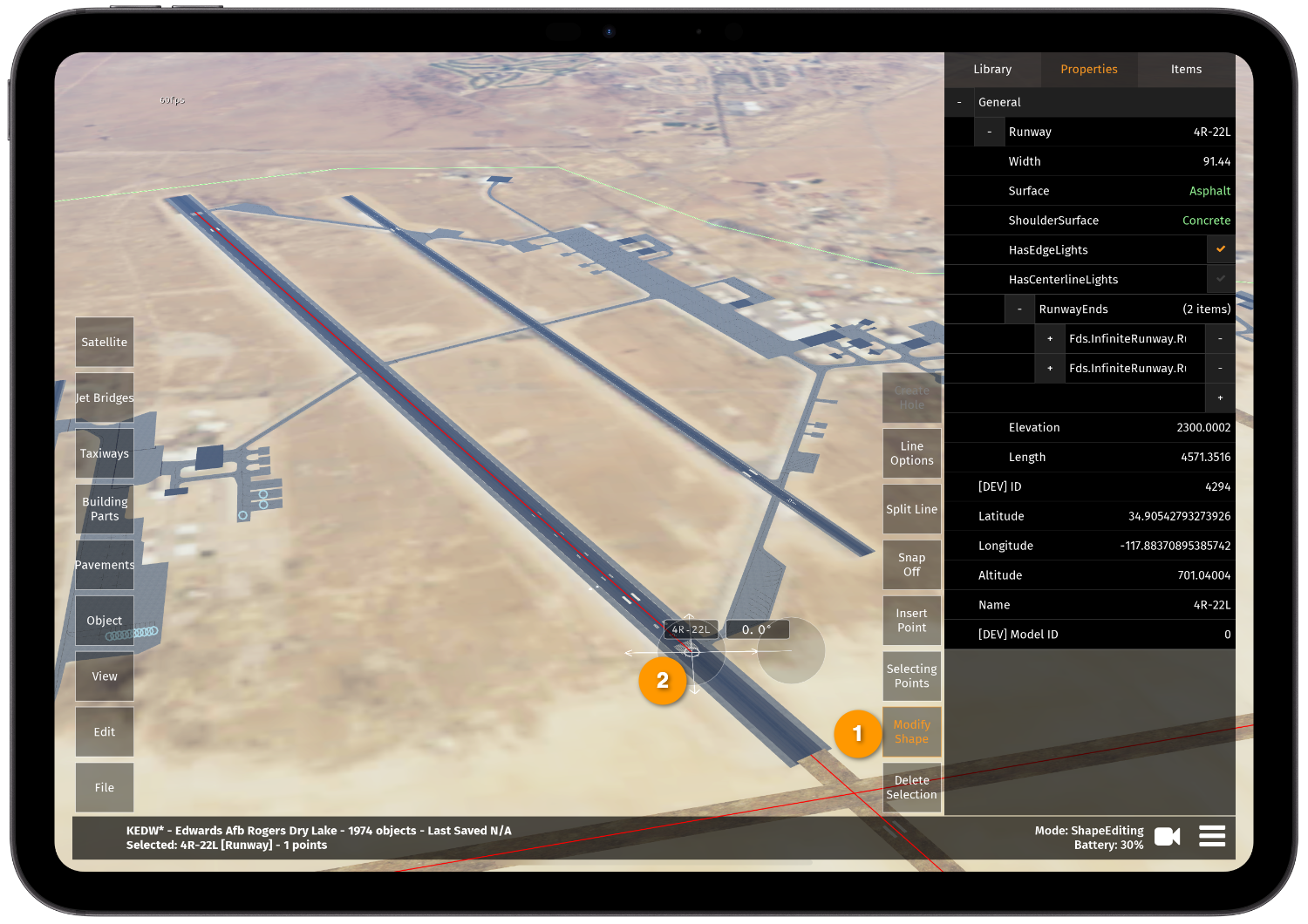 Image 5.1.3.1 - Moving/Changing Orientation of Runway