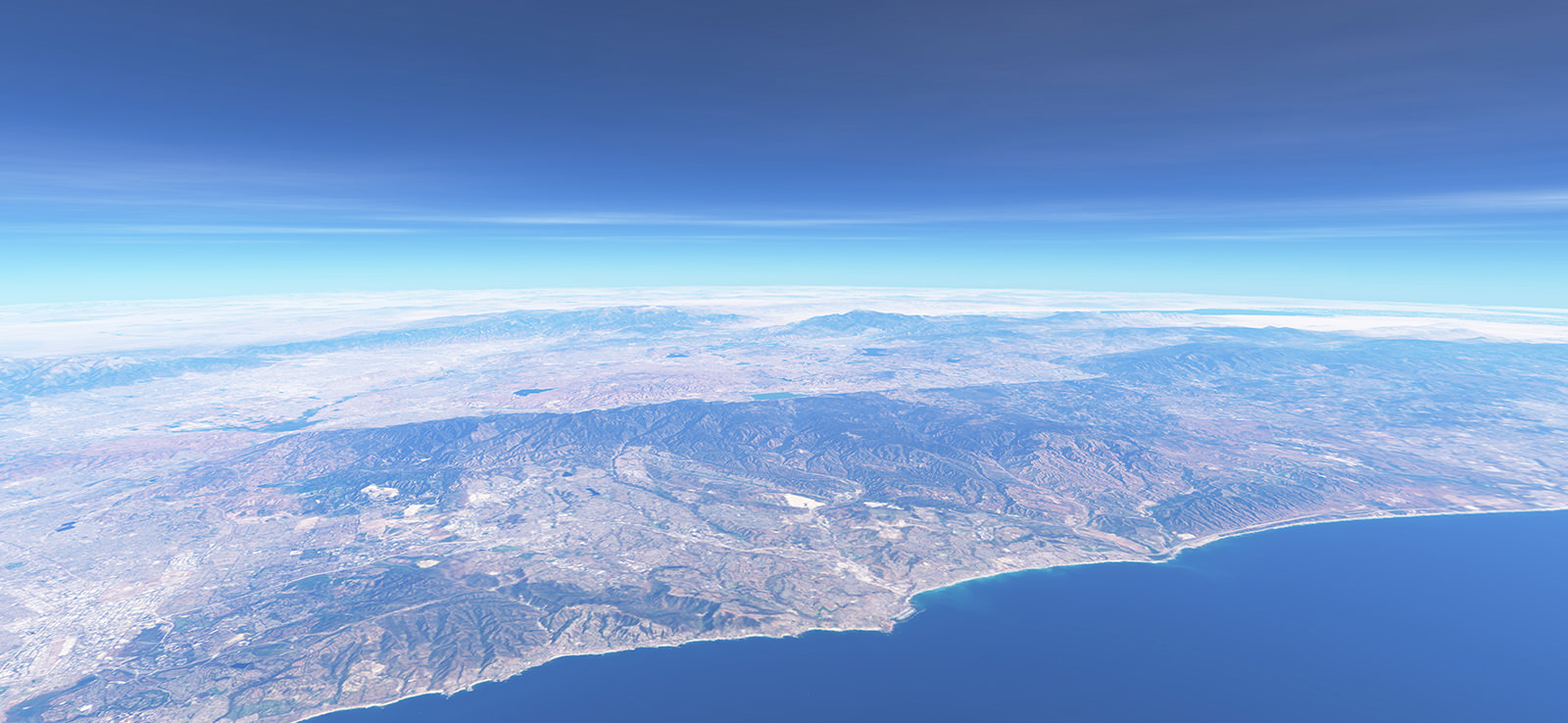 Screenshot of the California cost from 42,000 feet in Infinite Flight simulator for iPad.